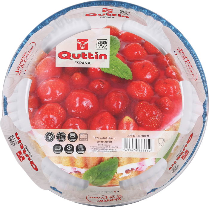 Quttin Molde Tarta Vidrio Ø26 cm - 2.2L (6 Unidades)