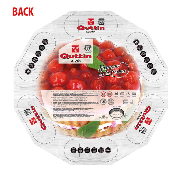Quttin Molde Tarta Vidrio Ø26 cm - 2.2L (6 Unidades)