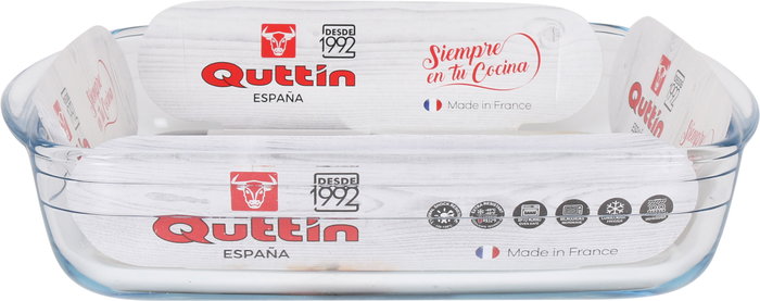 Quttin Fuente Vidrio Cuadrada 25 x 22 cm 1.6L (6 Unidades)