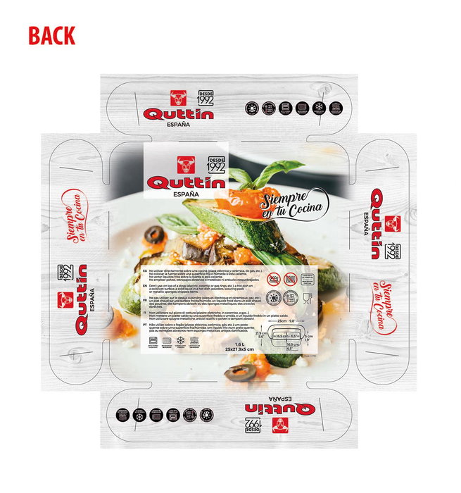 Quttin Fuente Vidrio Cuadrada 25 x 22 cm 1.6L (6 Unidades)