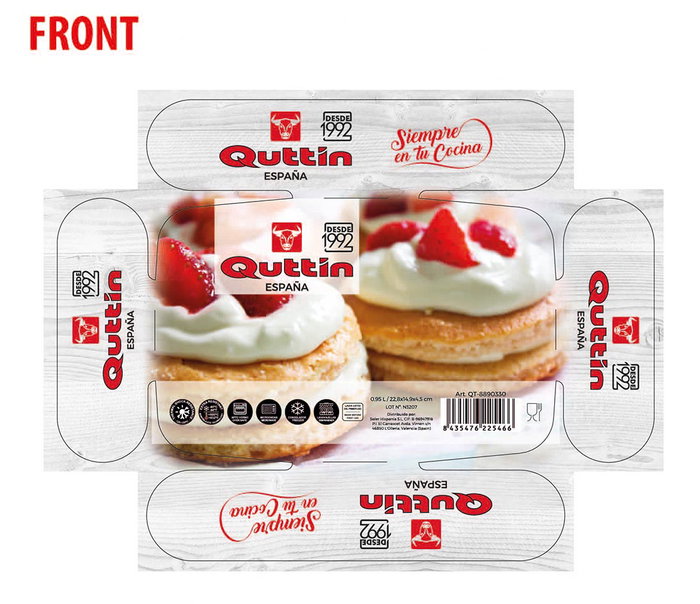 Quttin Pack de 6 Fuentes Rectangulares de Vidrio 950 cc, 23x15 cm