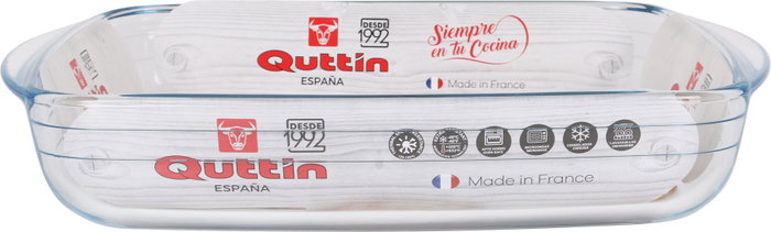 Quttin Pack de 6 Fuentes Rectangulares de Vidrio 950 cc, 23x15 cm