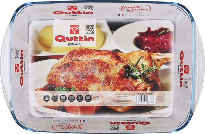 Quttin Fuente Vidrio Rectangular 40 cm x 26.5 cm 5 L (6 Unidades)