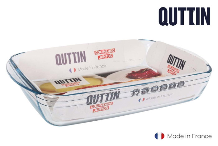 Quttin Fuente Vidrio Rectangular 40 cm x 26.5 cm 5 L (6 Unidades)