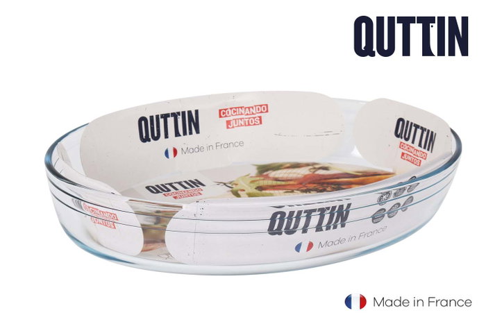 Quttin Fuente Vidrio Oval 35 cm x 24 cm 3.4L (6 Unidades)