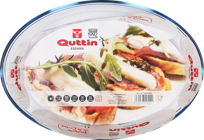 Quttin Fuente Vidrio Oval 35 cm x 24 cm 3.4L (6 Unidades)