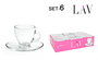 Lav Set de 6 Tazas de Café Espresso de 95 cc con Plato, Colección Roma, 11 x 10 x 6 cm (6 Cajas)