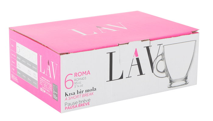 Lav Set 6 Tazas con Asa 95 cc Espresso | Material Cerámica | Colección Taza Lav | Medidas 8x6.5x6.5 cm (12 Cajas)