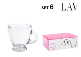 Lav Set 6 Tazas con Asa 95 cc Espresso | Material Cerámica | Colección Taza Lav | Medidas 8x6.5x6.5 cm (12 Cajas)