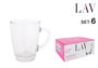 Lav - Set de 6 Vasos con Asa "Vega", Capacidad 250 cc / 250 ml - Colección Vega, Referencia VEG412F (8 Cajas)
