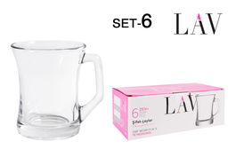 Lav Set 6 Vasos con Asa 225 cc Colección Zen+ Medidas 9.5x7.8x9.5 cm (8 Cajas)