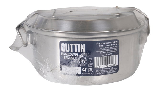 Quttin Fiambrera con Plato de Acero Inoxidable ø16cm