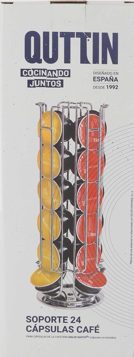 Quttin Soporte Rotatorio para 24 Cápsulas de Café 12.4 cm x 33.8 cm x 12.5 cm (6 Unidades)