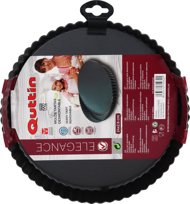 Quttin Molde para Tartas Desmontable, 24 cm x 2.8 cm, Redondo (12 Unidades)