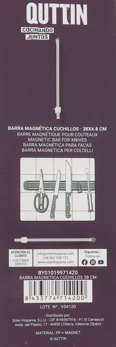 Quttin Barra Magnética para Cuchillos 38 cm (12 Unidades)