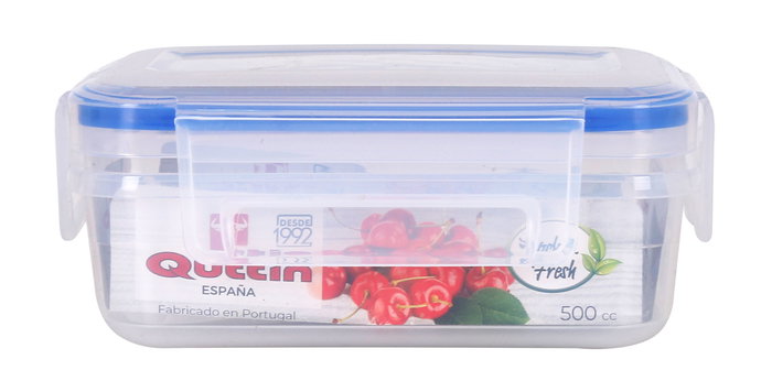 Quttin Fiambrera o Tupp.erma Rect.angular de Pl.ástico, Capac.idad 500 ml (15x10x6 cm) (12 Unidades)
