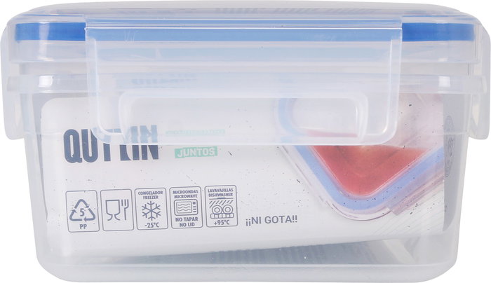 Quttin Fiambrera Hermética Rectangular 1500 cc 20 x 15 x 8 cm (12 Unidades)