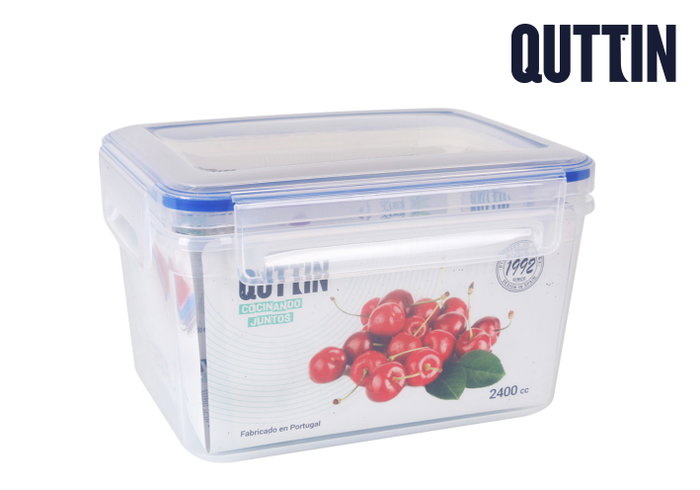 Quttin Fiambrera Hermética Rectangular 2400cc 20 x 15 x 12 cm (12 Unidades)