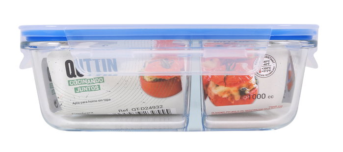 Quttin Fiambrera Rectangular de 2 Compartimentos, 1 Litro (Pack de 6) Quttin Fiambrera Rectangular de 2 Compartimentos, 1 Litro (Pack de 6)