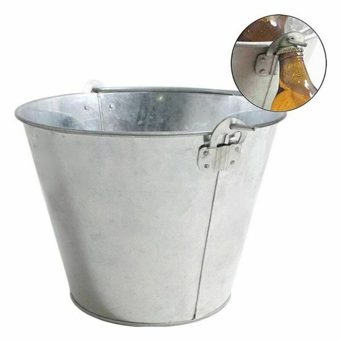 Inde Cubo de Metal Galvanizado Oval para Servir con Abridor, 12 Unidades, 9L c/u