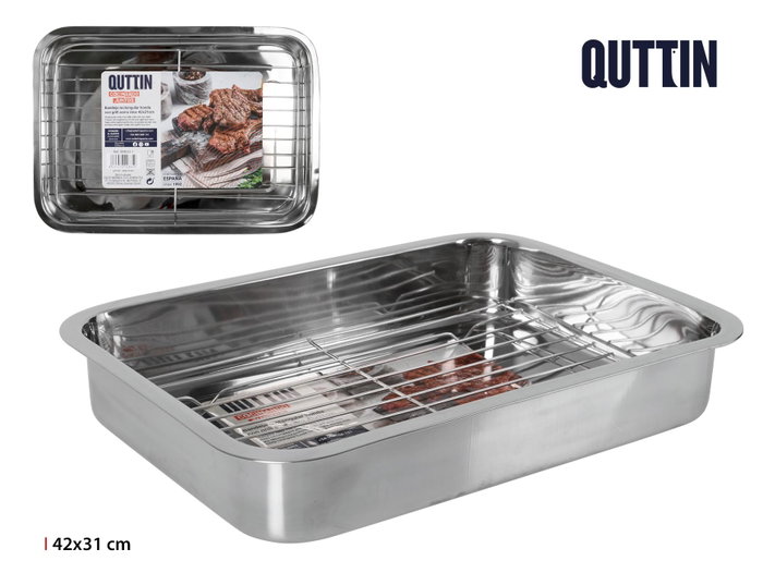 Inde Bandeja Rectangular con Grill 43x31 cm Acero para Horno (4 Unidades) Inde Bandeja Rectangular con Grill 43x31 cm Acero para Horno (4 Unidades)