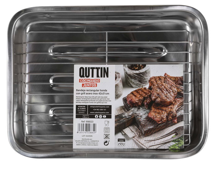 Inde Bandeja Rectangular con Grill 43x31 cm Acero para Horno (4 Unidades)