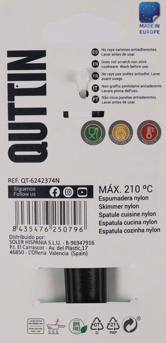 Quttin Espumadera de Nylon Negra 30x9,5 cm (Pack de 24)