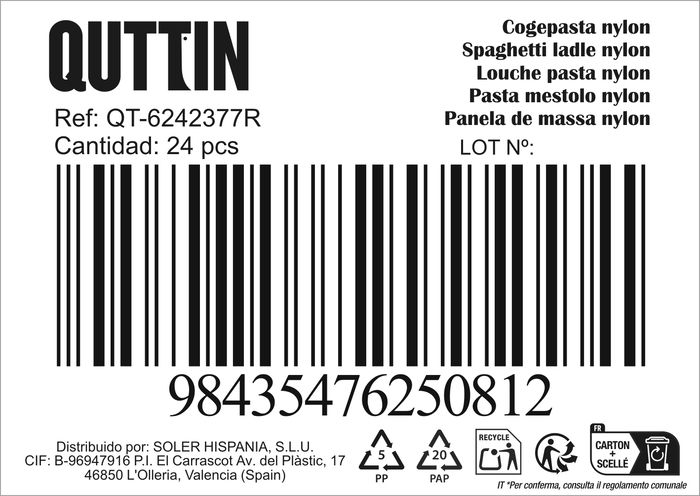 Quttin Prb Cogepasta Nylon 29 cm x 5,5 cm Negra (24 Unidades)