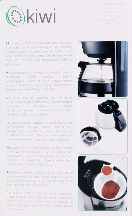 Kiwi Cafetera Americana 0.65L 650W
