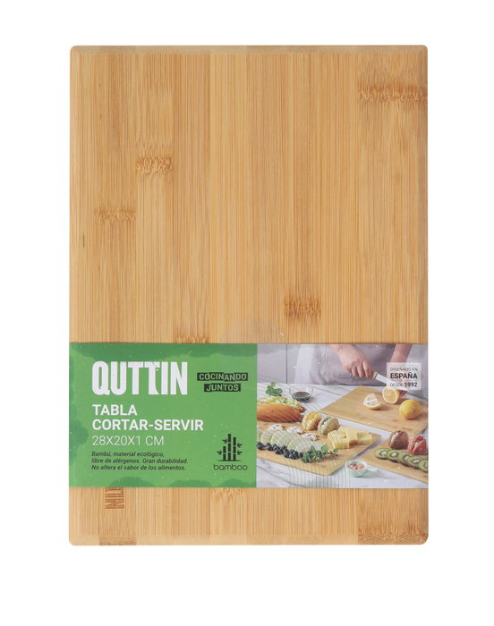 Quttin Tabla de Cortar y Servir de Bambú, 28 x 20 cm (12 Unidades)