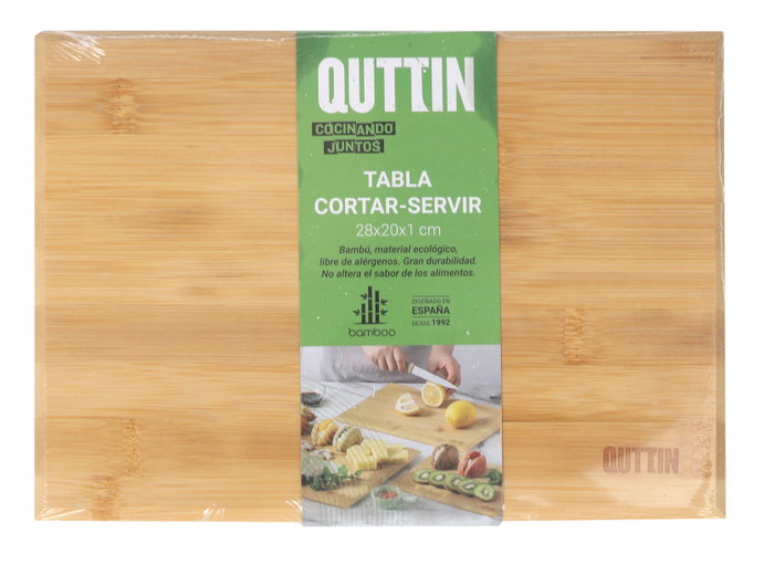 Quttin Tabla de Cortar y Servir de Bambú, 28 x 20 cm (12 Unidades)