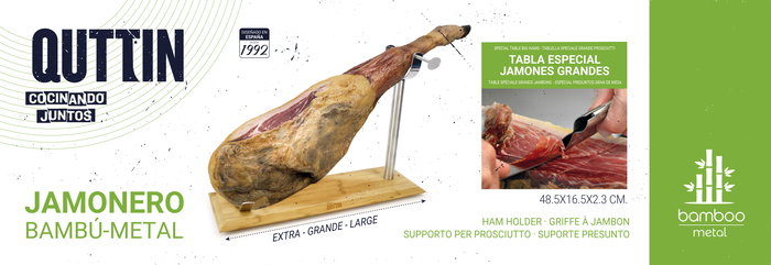 Quttin Jamonero Bambú-Metal 49 x 16.5 x 2.3 cm (4 Unidades)