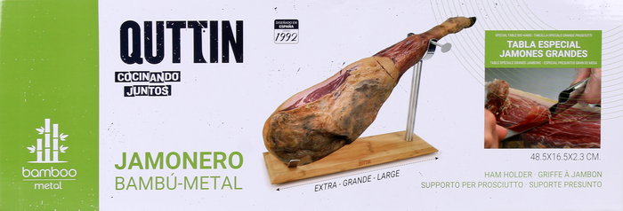 Quttin Jamonero Bambú-Metal 49 x 16.5 x 2.3 cm (4 Unidades)