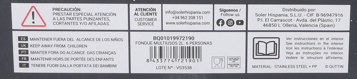 Quttin Fondue Multiusos 2L para 6 Personas (6 Unidades)