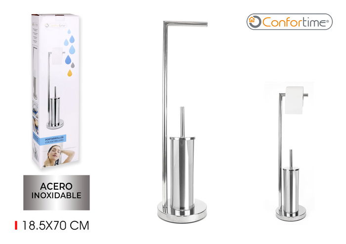Confortime Portarrollos Papel Wc Inox + Escobillero Medidas 20 cm Ancho x 10 cm Alto x 67 cm Largo (4 Unidades) Confortime Portarrollos Papel Wc Inox + Escobillero Medidas 20 cm Ancho x 10 cm Alto x 67 cm Largo (4 Unidades)