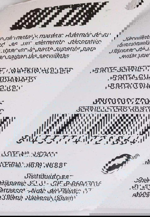 Confortime Servilletero Rustic 19x19x7 cm (12 Unidades)