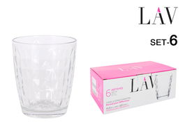 Lav Set 6 Vasos 340 cc "New Art" Colección Artemis ø8.3 x 9.8 cm (8 Cajas)