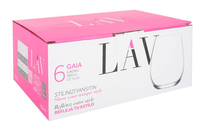 Lav Set 6 Vasos 360 cc Colección Gaia 6.5 x 8 x 10 cm (8 Cajas)