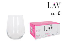 Lav Set 6 Vasos 475cc Colección Gaia 7 x 9 x 11 cm (8 Cajas)