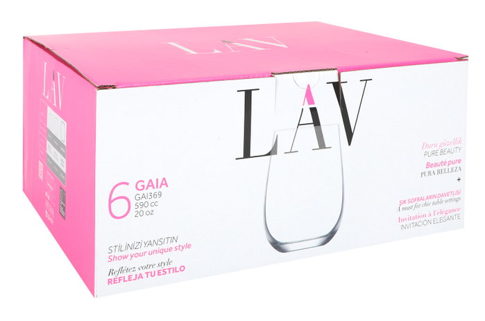 LAV - Set de 6 Vasos Gaia de 590 cc (7x10x12 cm) (8 Cajas)