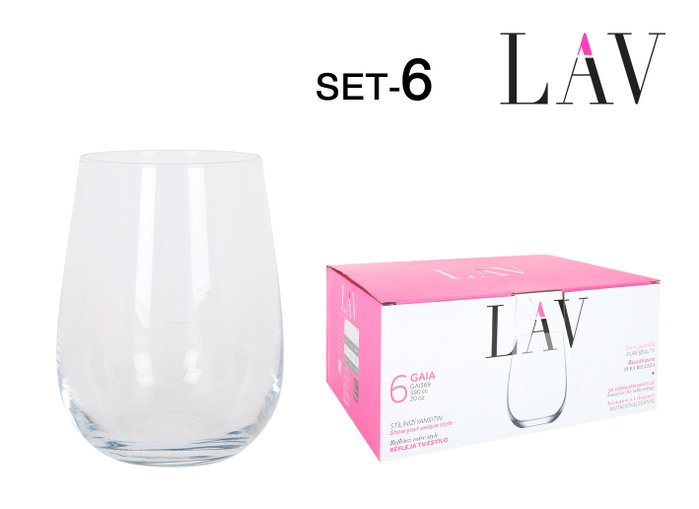LAV - Set de 6 Vasos Gaia de 590 cc (7x10x12 cm) (8 Cajas)