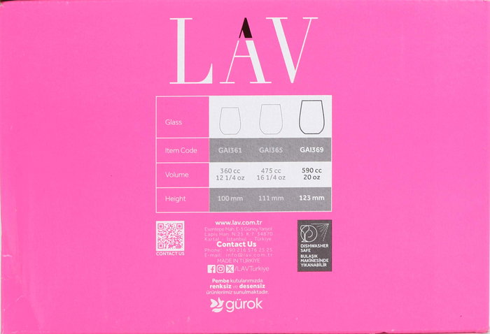 LAV - Set de 6 Vasos Gaia de 590 cc (7x10x12 cm) (8 Cajas)