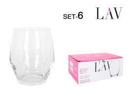 Lav Set de 6 Vasos 370 cc - Colección Ella - Vasos Altos de 20 cm - Conjunto de Cristalería (8 Cajas)