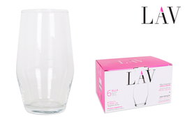 Lav - Set de 6 Vasos Ella, 495 cc, Cristal, Dimensiones: 24,9 cm (Largo) x 17,2 cm (Ancho) x 15,1 cm (Alto) (8 Cajas)