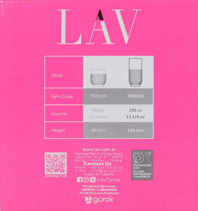Lav Set 6 Vasos Tokyo 395 cc (8 Cajas)