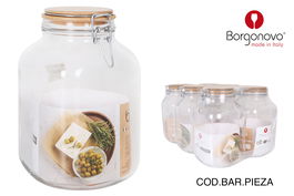 Borgonovo Tarro Hermetico Primizie 3100Cc 13x13x24cm Tapa Bambu (6 Unidades)