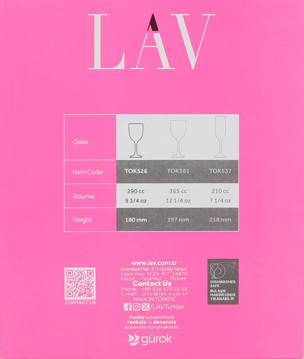 Lav Set de 6 Copas de Vino Tokyo 290 cc (4 Cajas)