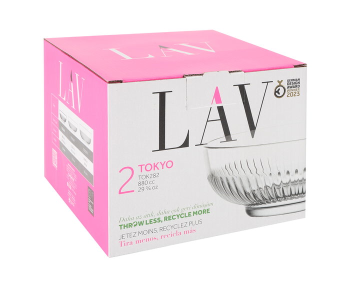 LAV Set de 2 Ensaladeras con Tapa Tokyo, 880 ml (17 cm de diámetro x 6.3 cm de alto) para Ensaladas o Postres (6 Cajas)
