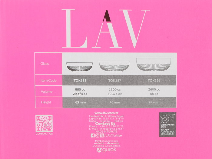 LAV Set de 2 Ensaladeras con Tapa Tokyo, 880 ml (17 cm de diámetro x 6.3 cm de alto) para Ensaladas o Postres (6 Cajas)