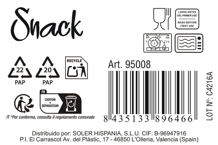 La Mediterranea Bol Snack Ø12x6 cm 280 ml (72 Unidades)